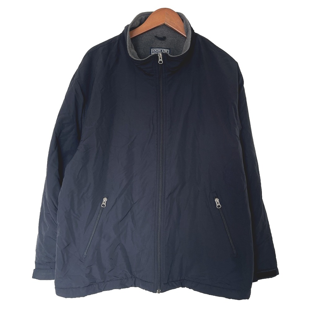 Lands End Womens Polartec Fleece Lined Mid‎ Resistant Jacket Size XL 18-20 Black